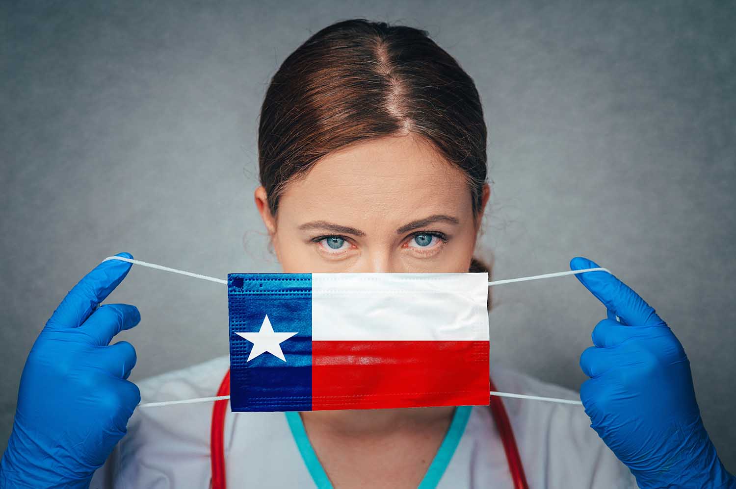 doctor with texas state flag mask malpractice insurance