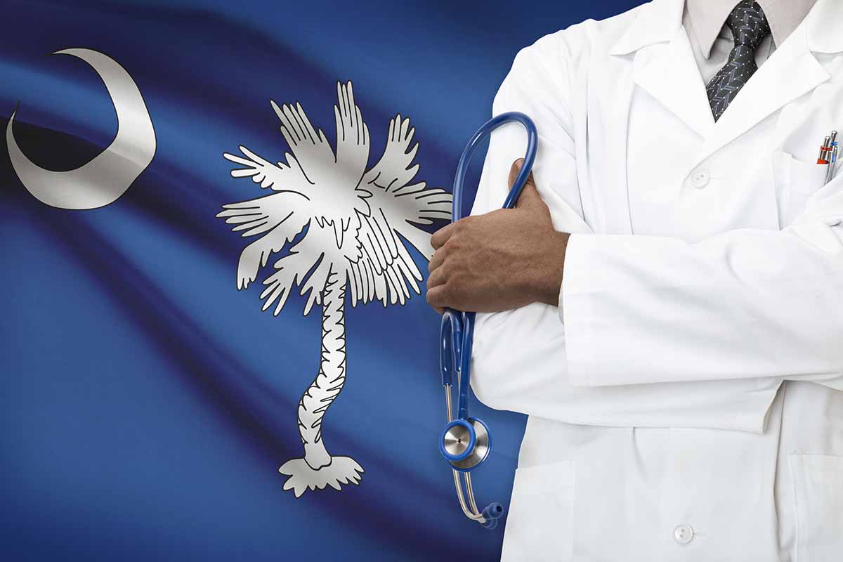 Doctor with Medical Malpractice Insurance & Stethoscope with South Carolina State Flag