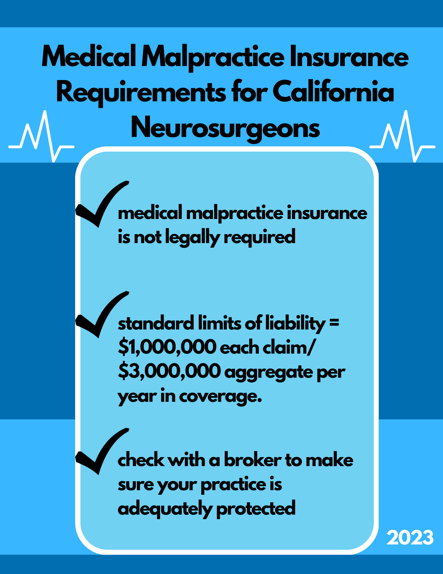 Medical malpractice insurance requirements for neurosurgeons in California