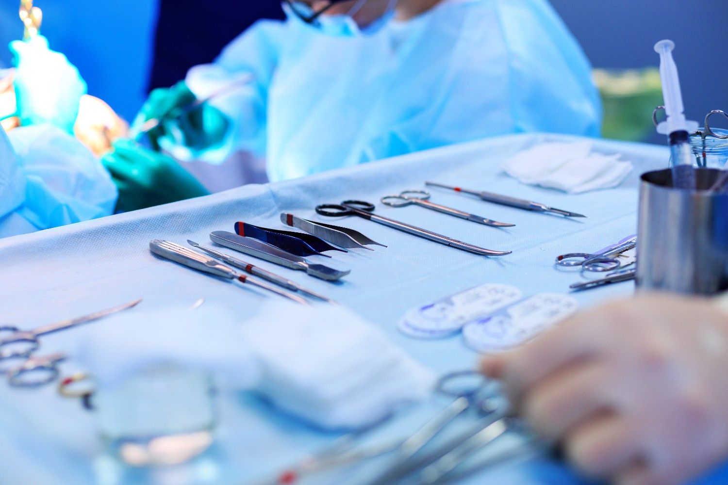 Surgical instruments on the table